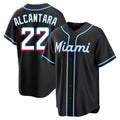 Miami Marlins #22 Sandy Alcantara Player Black BFRAILEY Fashion Out Home Game Stitched Jerseys