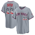 New York Mets #22 Juan Soto USA 250 Fourth of July Road Stadium Jersey - Gray BFRAILEY