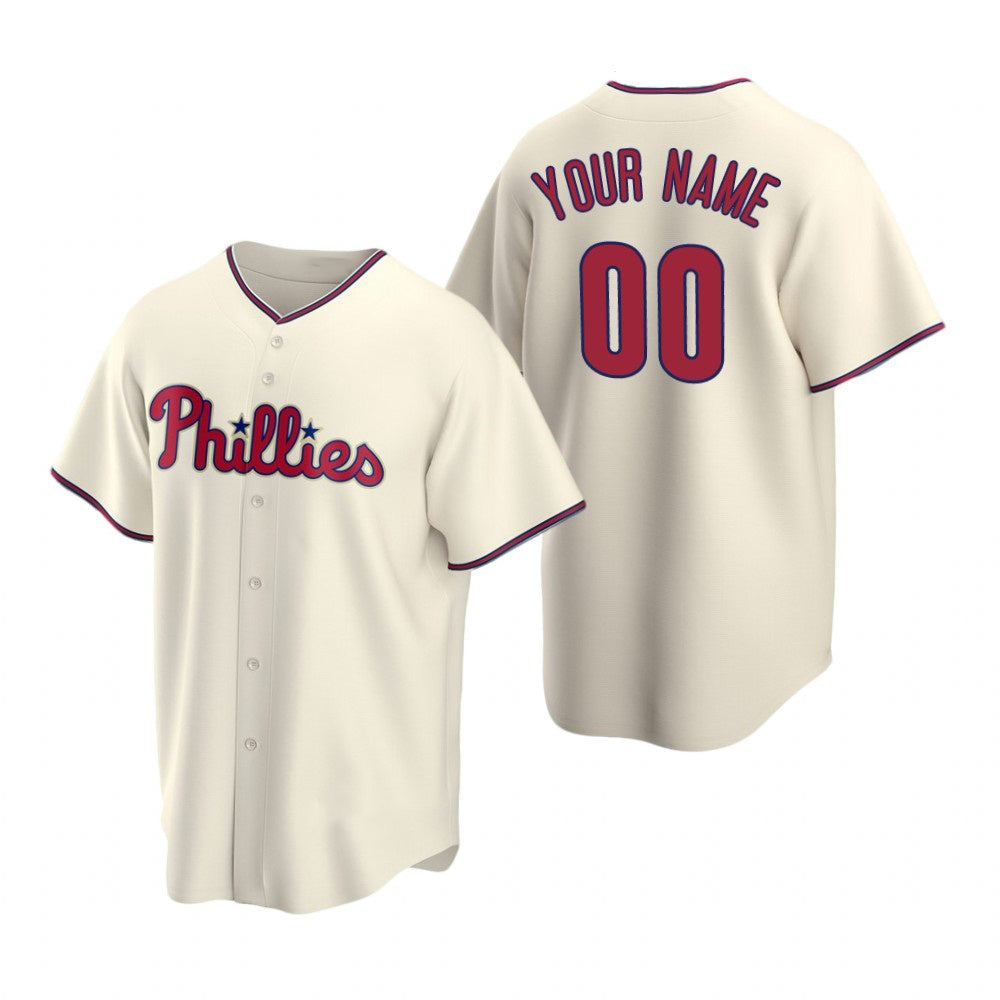 Custom Philadelphia Phillies Cream BFRAILEY Stitched Cool Base Jersey