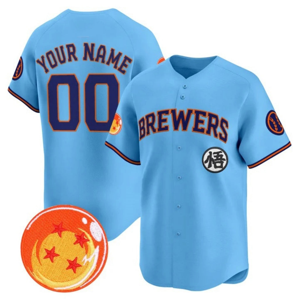 Custom Milwaukee Brewers x Dragon Ball Blue BFRAILEY Vapor Premier Limited Jersey - All Stitched