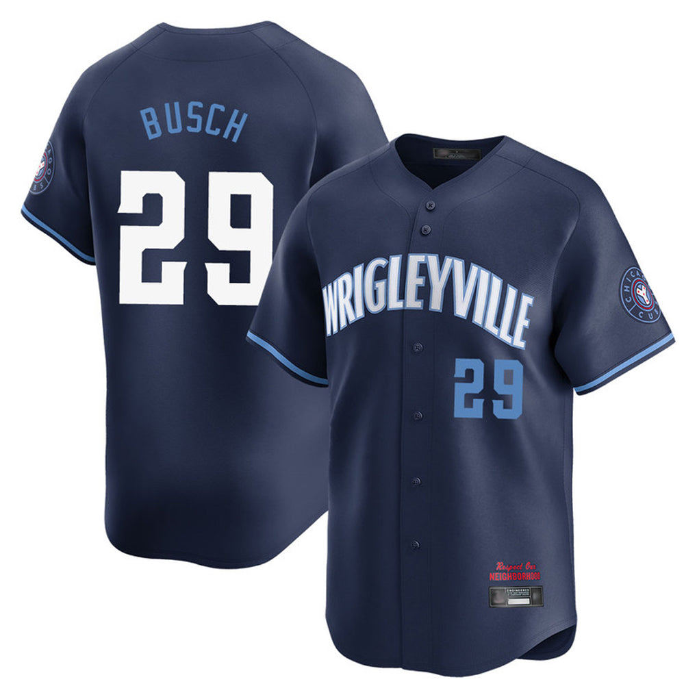Chicago Cubs #29 Michael Busch Player Navy BFRAILEY City Connect Limited Home Stitched Jerseys