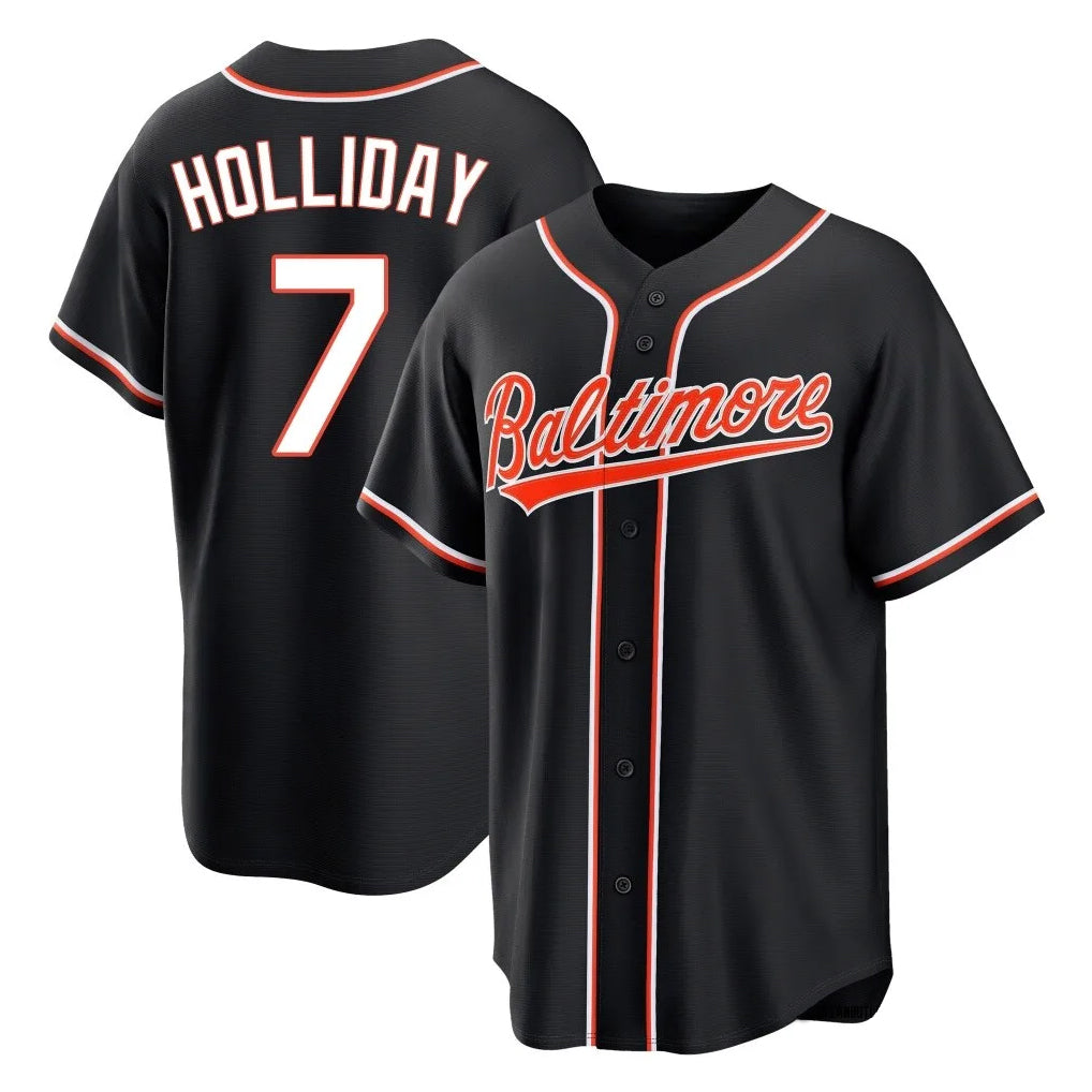 Baltimore Orioles #7 Jackson Holliday Player Black BFRAILEY Out Home Game Stitched Jerseys