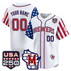 Custom Milwaukee Brewers America 250 Edition Vapor Premier Limited White BFRAILEY Stitched Jerseys