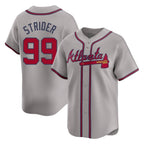 Atlanta Braves #99 Spencer Strider Player Gray BFRAILEY Limited Home Game Stitched Jerseys