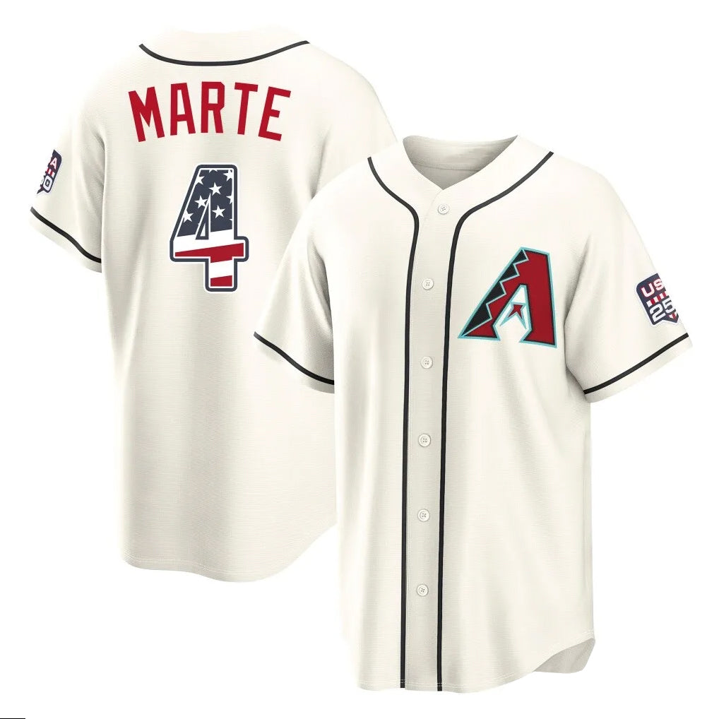 Arizona Diamondbacks #4 Ketel Marte Player Cream BFRAILEY USA 250 Fourth of July Home Game Stitched Jerseys