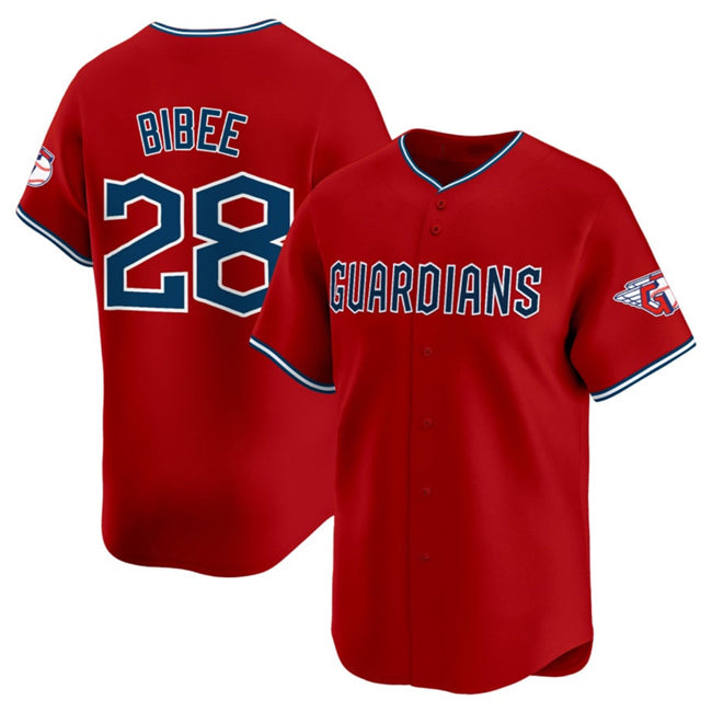Cleveland Guardians #28 Tanner Bibee Red BFRAILEY Alternate Limited Stitched Jersey