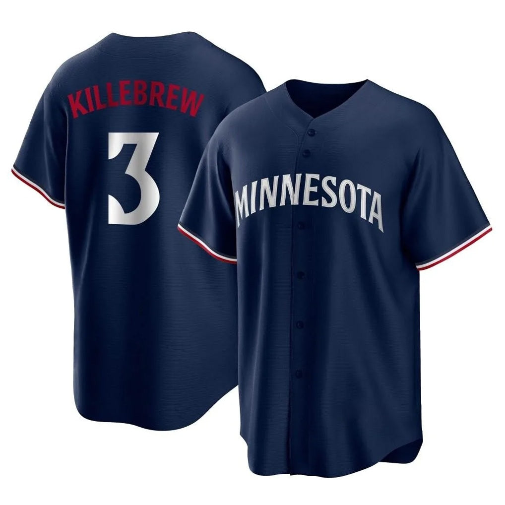 Minnesota Twins #3 Harmon Killebrew Player Navy BFRAILEYReplica Alternate Home Stitched Jerseys
