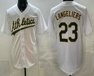 Oakland Athletics #23 Shea Langeliers White BFRAILEY Stitched Jersey