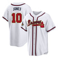 Atlanta Braves #10 Chipper Jones Player White Gold BFRAILEY Home Game Stitched Jerseys