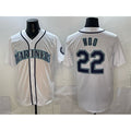 Seattle Mariners #22 Bryan Woo White BFRAILEY Cool Base Stitched Jersey
