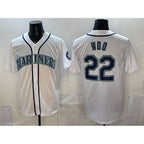 Seattle Mariners #22 Bryan Woo White BFRAILEY Cool Base Stitched Jersey