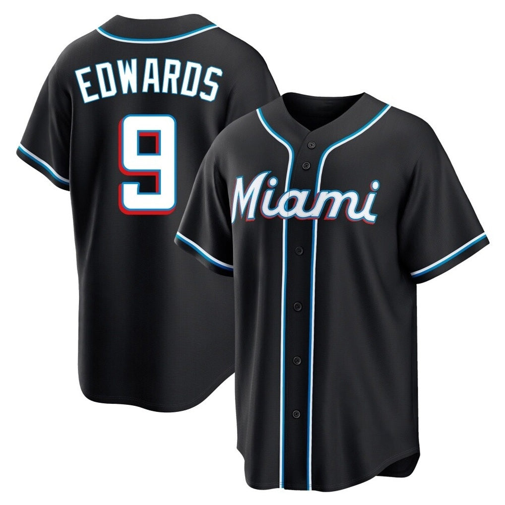 Miami Marlins #9 Xavier Edwards Player Black BFRAILEY Fashion Out Home Game Stitched Jerseys