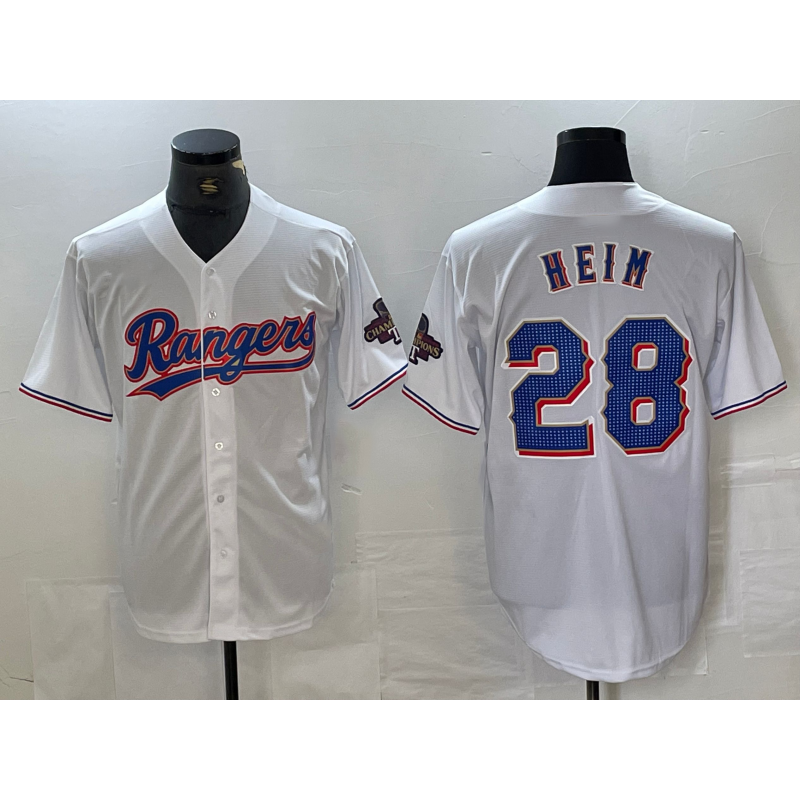 Texas Rangers #28 Jonah Heim White BFRAILEY 2023 World Series Champions Cool Base Jersey