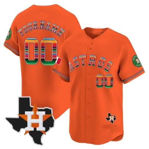 Custom Houston Astros Mexico Texas Patch Vapor Premier Limited Jersey ¨C Orange BFRAILEY