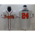Atlanta Braves #24 Deion Sanders 2022 White Gold BFRAILEY World Series Champions Program Cool Base Stitched Jersey