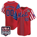 Custom New York Mets America 250 Edition Vapor Premier Limited Red BFRAILEY Stitched Jerseys