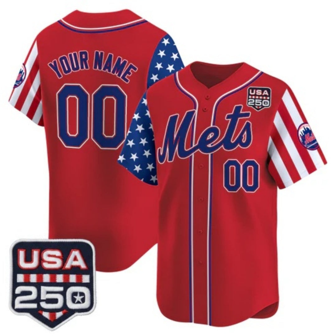 Custom New York Mets America 250 Edition Vapor Premier Limited Red BFRAILEY Stitched Jerseys