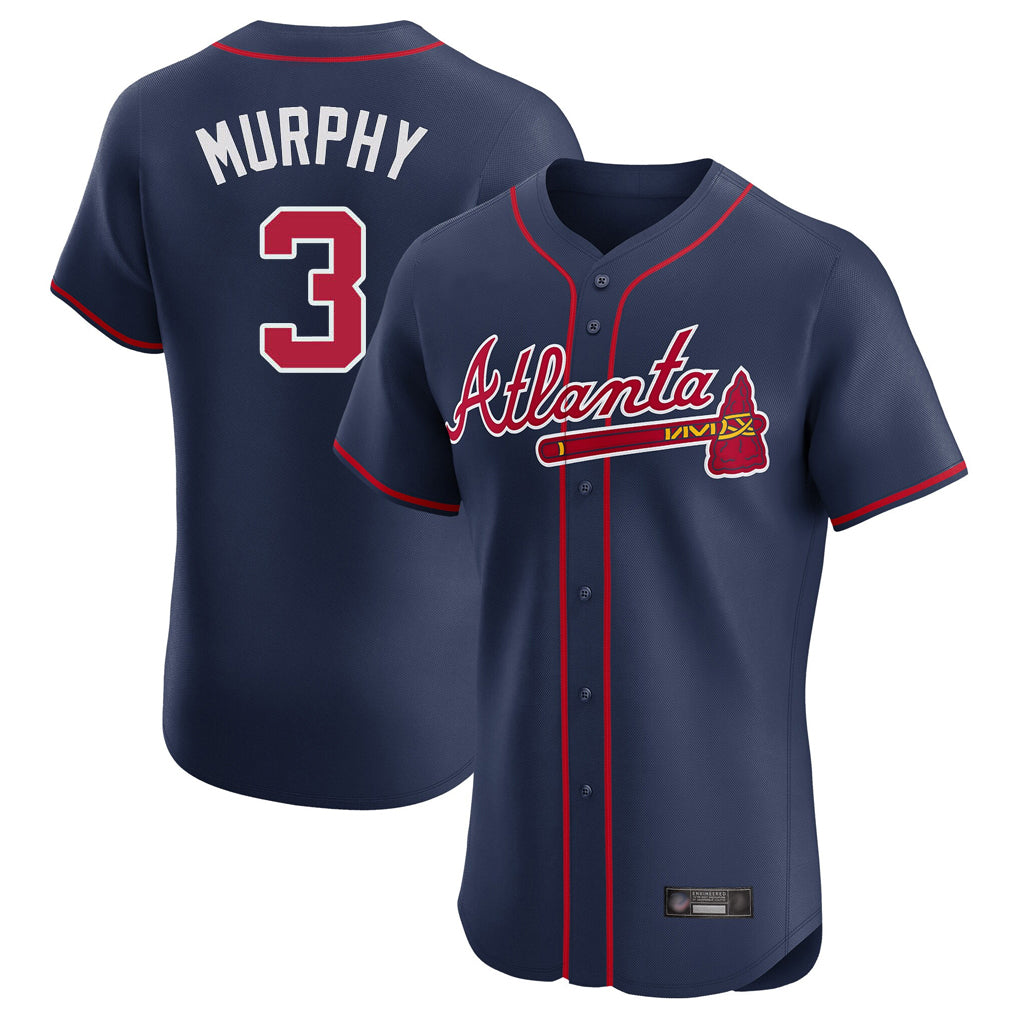 Atlanta Braves #3 Dale Murphy Player Navy BFRAILEY Limited Elite Home Game Stitched Jerseys