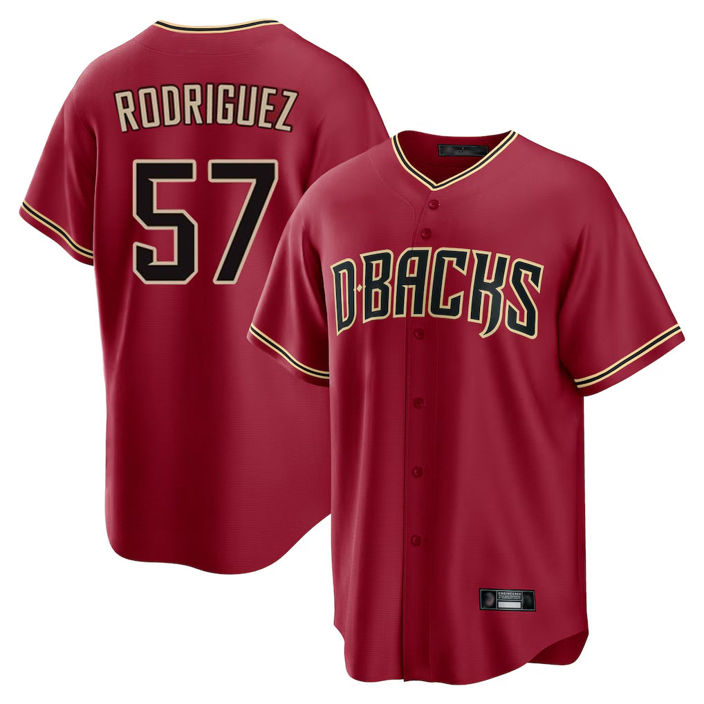 Arizona Diamondbacks #57 Eduardo Rodriguez Player Red BFRAILEY Home Game Stitched Jerseys