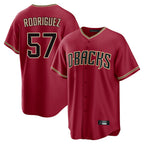 Arizona Diamondbacks #57 Eduardo Rodriguez Player Red BFRAILEY Home Game Stitched Jerseys