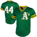 Oakland Athletics #44 Reggie Jackson Mitchell & Ness Green BFRAILEY Authentic Batting Practice Jersey