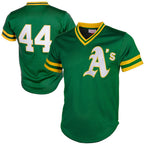 Oakland Athletics #44 Reggie Jackson Mitchell & Ness Green BFRAILEY Authentic Batting Practice Jersey