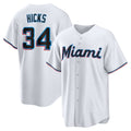 Miami Marlins #34 Liam Hicks White BFRAILEY Home Replica Jersey