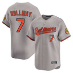 Baltimore Orioles #7 Jackson Holliday Player Gray BFRAILEY Limited Home Game Stitched Jerseys