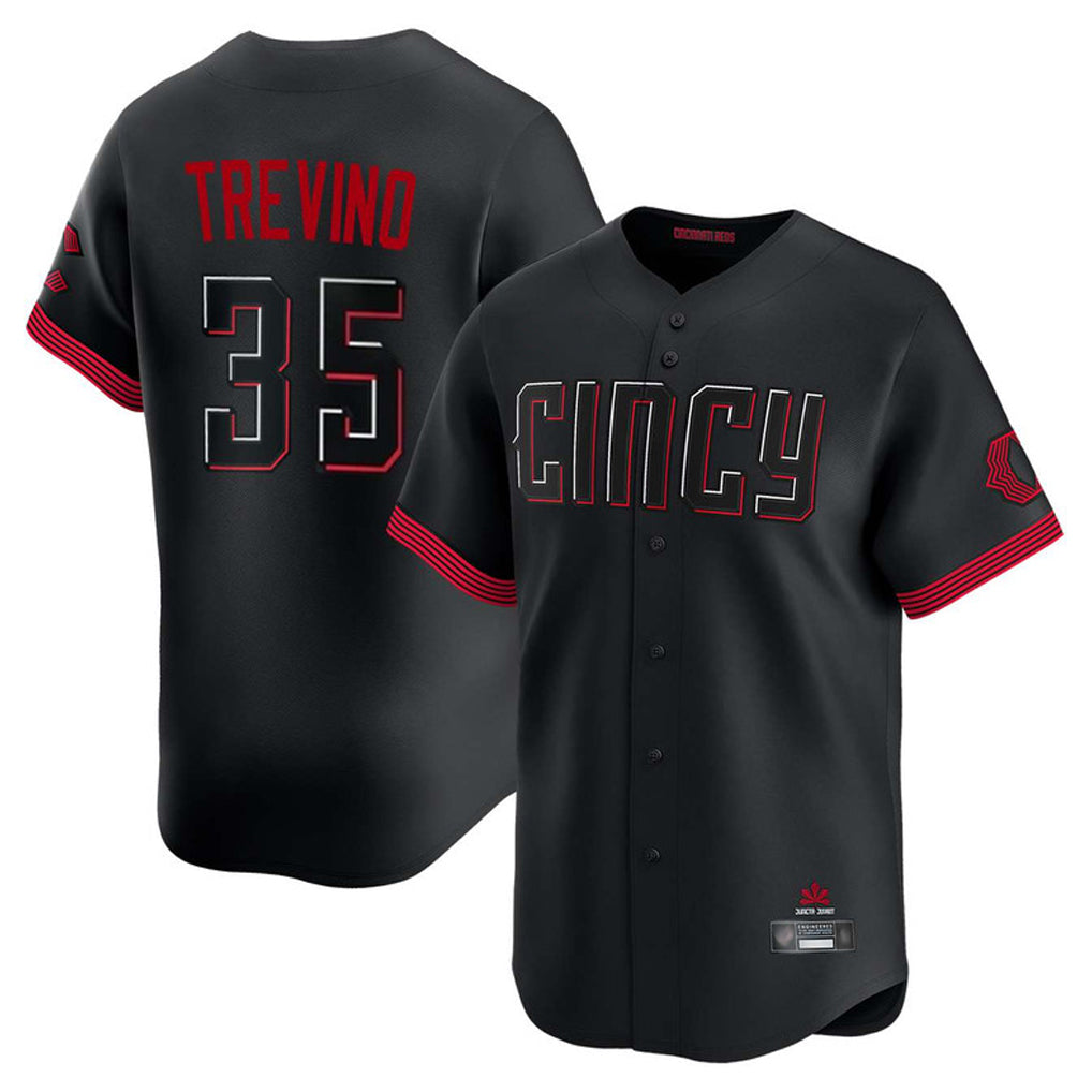Cincinnati Reds #35 Jose Trevino Player Black BFRAILEY City Connect Home Limited Stitched Jerseys