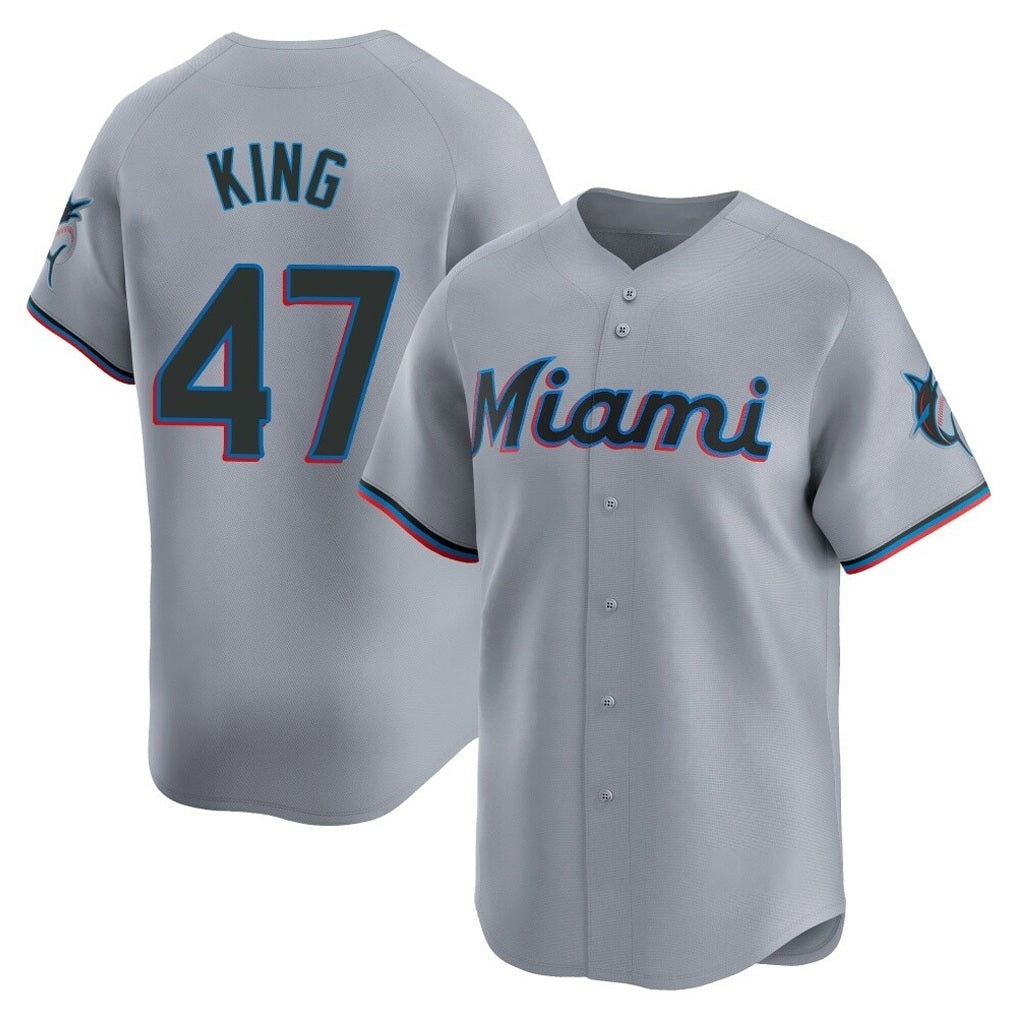Miami Marlins #47 John King Player Gray BFRAILEY Home Limited Stitched Jerseys