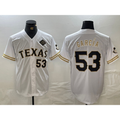 Texas Rangers #53 Adolis Garcia Number White BFRAILEY Gold Cool Base Stitched Jersey