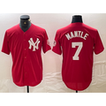 New York Yankees #7 Mickey Mantle Red BFRAILEY Fashion Cool Base Jersey