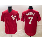 New York Yankees #7 Mickey Mantle Red BFRAILEY Fashion Cool Base Jersey