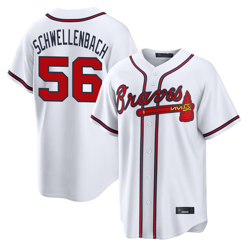 Atlanta Braves #56 Spencer Schwellenbach Player White BFRAILEY Home Game Stitched Jerseys