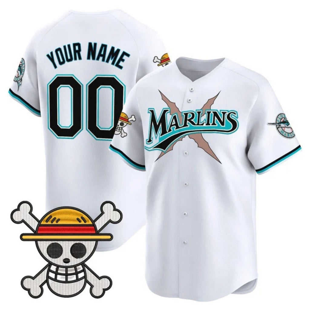 Custom Miami Marlins x One Piece White BFRAILEY Vapor Premier Limited Jersey - Stitched