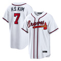 Atlanta Braves #7 Ha-Seong Kim Player White BFRAILEY Home Game Stitched Jerseys