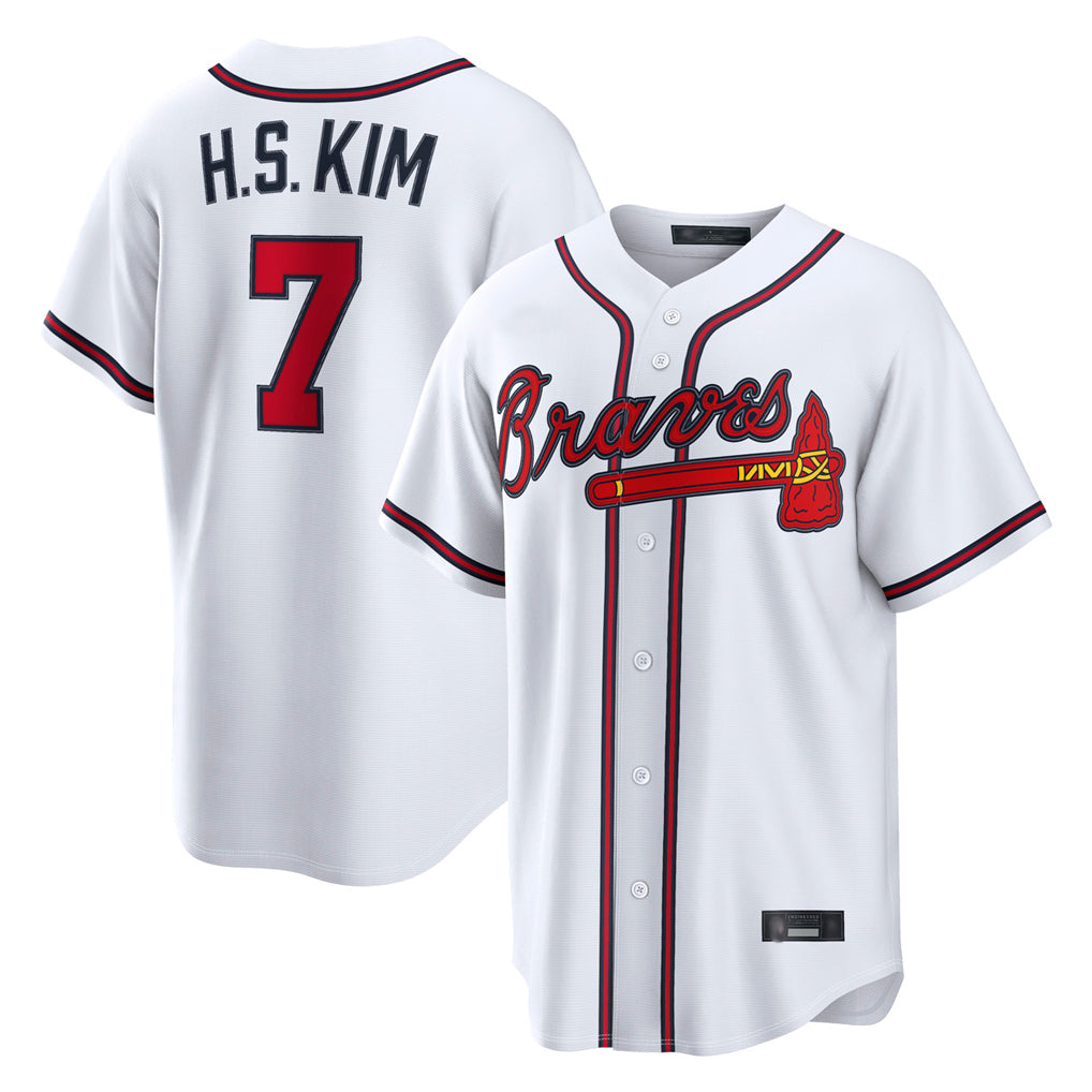 Atlanta Braves #7 Ha-Seong Kim Player White BFRAILEY Home Game Stitched Jerseys