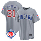 Chicago Cubs #31 Greg Maddux Player Gray BFRAILEY 150th Anniversary Home Game Stitched Jerseys