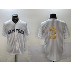 New York Yankees #3 Babe Ruth White BFRAILEY Pinstripe Without Name Fashion Cool Base Jersey 2