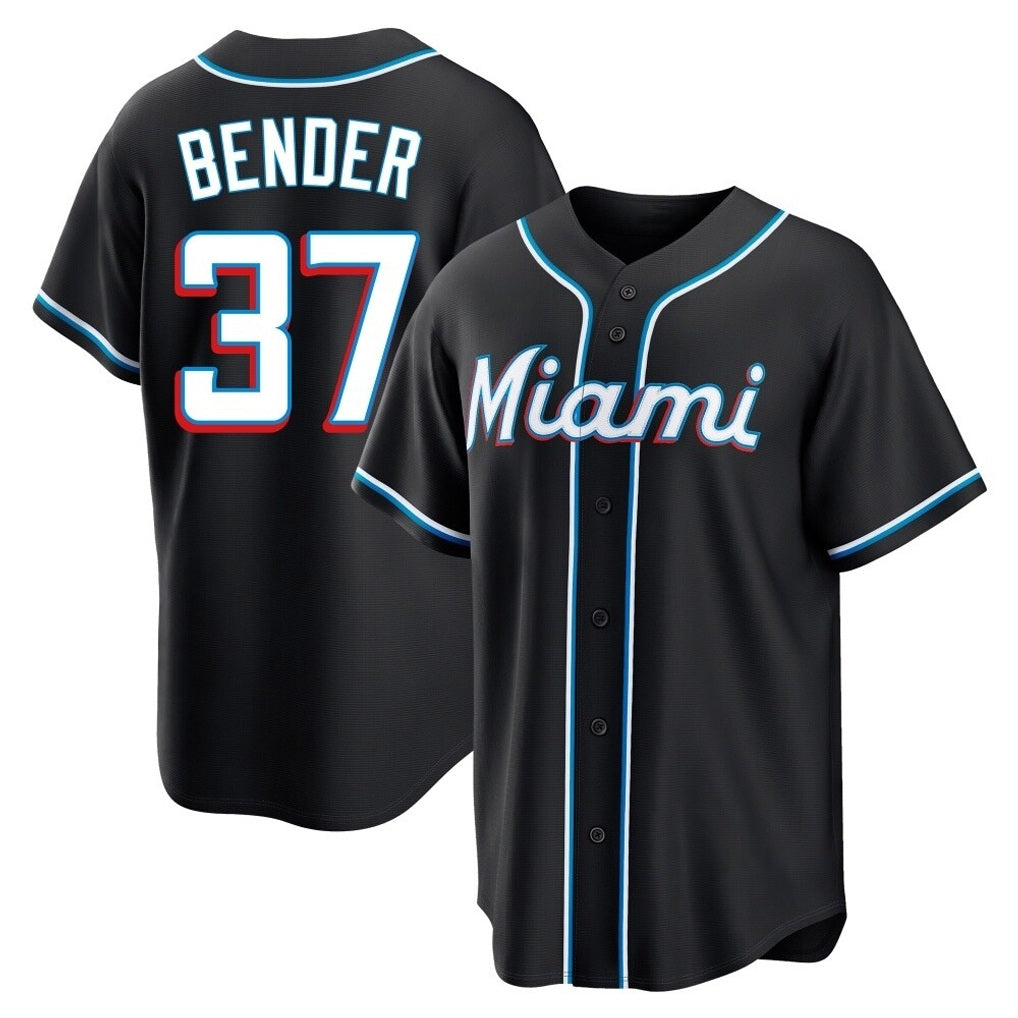 Miami Marlins #37 Anthony Bender Player Black BFRAILEY Fashion Out Home Game Stitched Jerseys