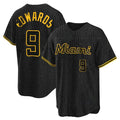 Miami Marlins #9 Xavier Edwards Player Black BFRAILEY Snake Skin City Home Game Stitched Jerseys