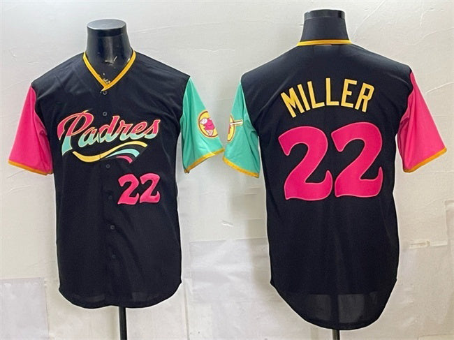 San Diego Padres #22 Mason Miller 2022 Black BFRAILEY City Connect Cool Base Stitched Jersey
