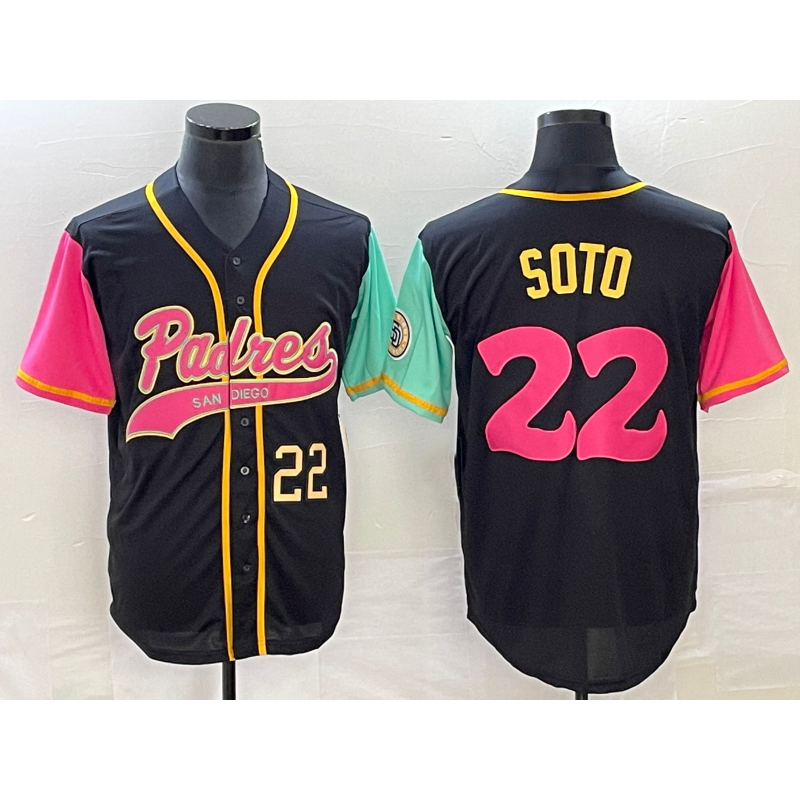 San Diego Padres #22 Juan Soto Number Black BFRAILEY NEW 2023 City Connect Cool Base Stitched Jersey