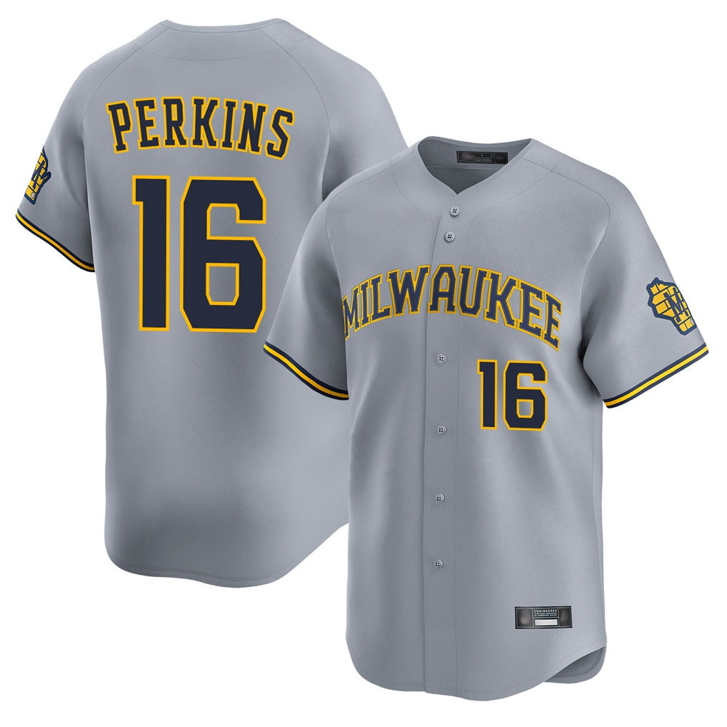 Milwaukee Brewers #16 Blake Perkins Player Gray BFRAILEY Home Limited Stitched Jerseys