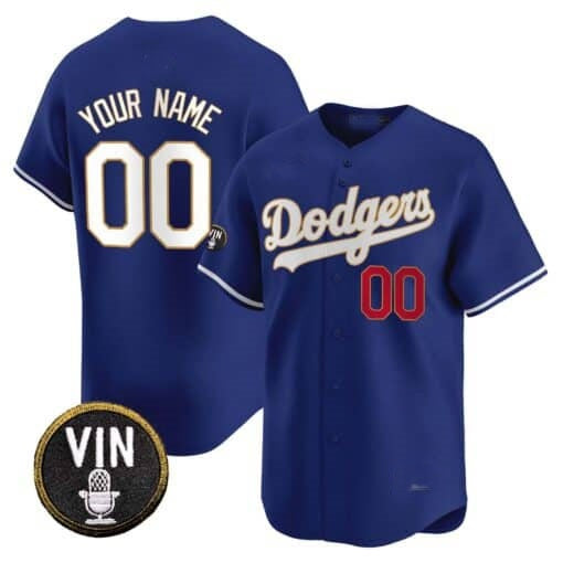 Custom Los Angeles Dodgers Vin Scully Patch Gold Trim Vapor Premier Limited Jersey ¨C Royal BFRAILEY