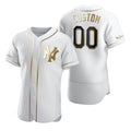 Custom New York Yankees White BFRAILEY Stitched Flex Base Golden Edition Jersey