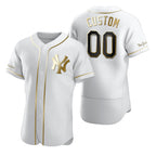 Custom New York Yankees White BFRAILEY Stitched Flex Base Golden Edition Jersey