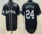 Seattle Mariners #24 Ken Griffey Jr 50th Black BFRAILEY Out Style Vapor Premier Limited Jersey