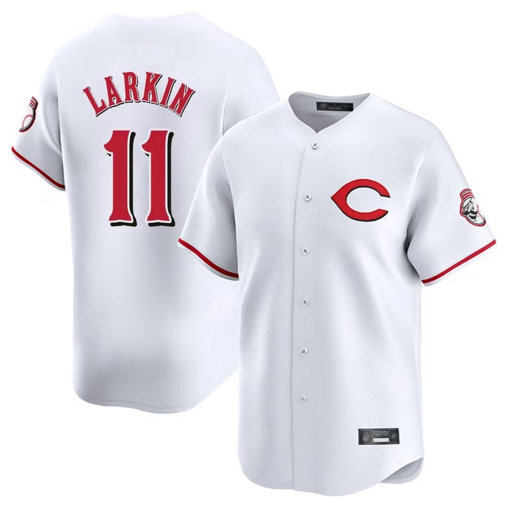 Cincinnati Reds #11 Barry Larkin Player White BFRAILEY Limited Home Stitched Jerseys