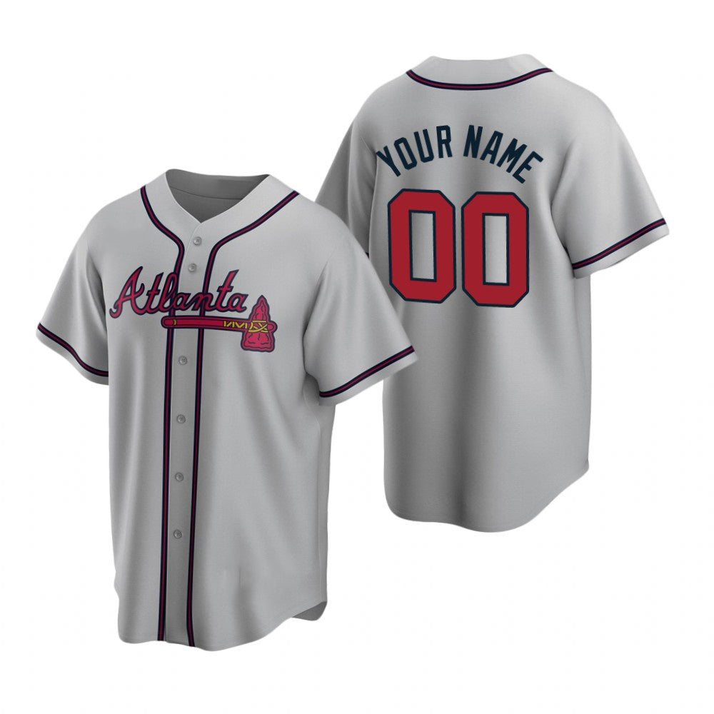Custom Atlanta Braves Gray BFRAILEY 2020 Stitched Cool Base Road Jersey